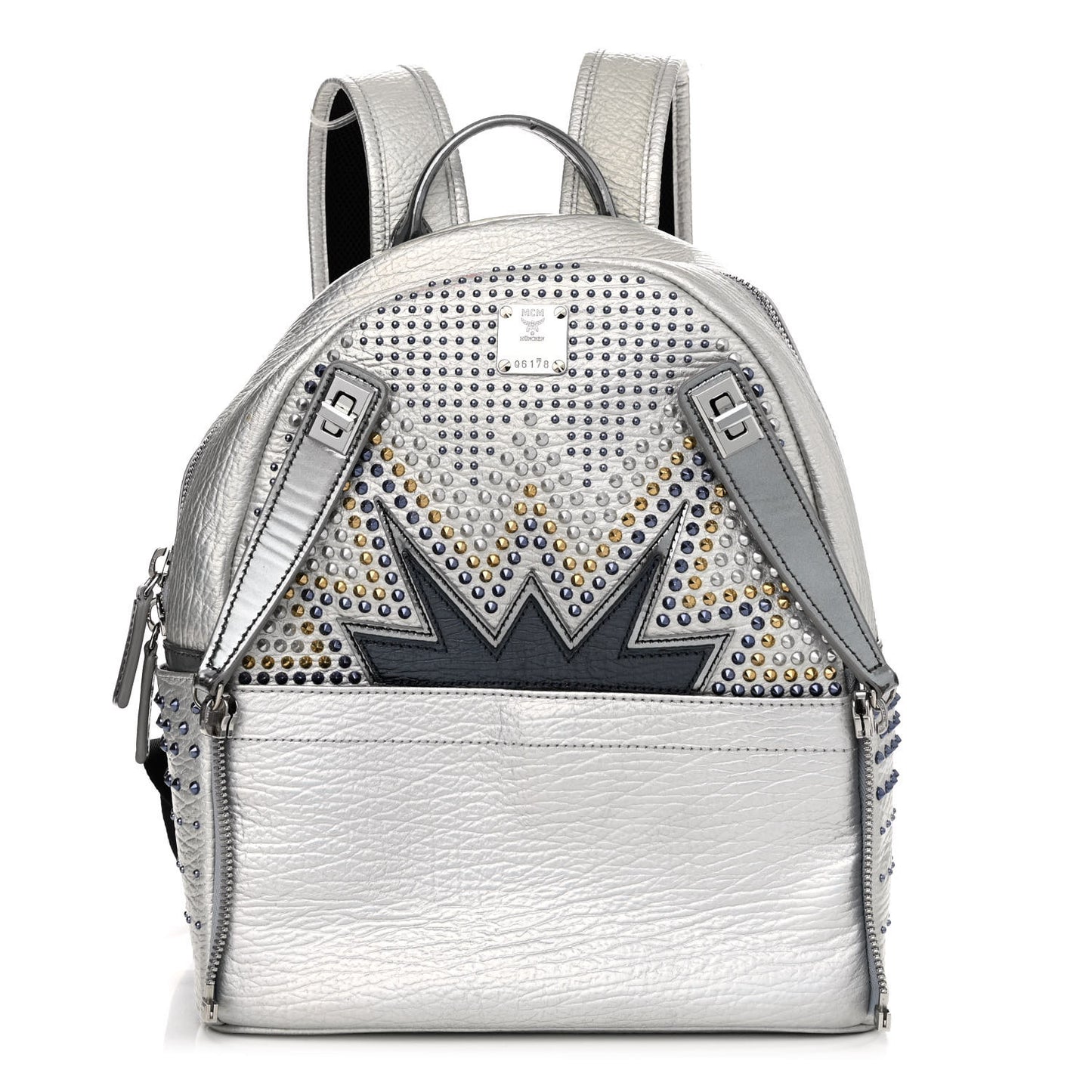Visetos Medium Studded Stark Cyber Flash Backpack Silver