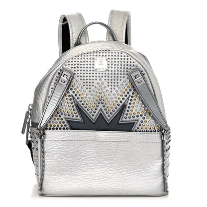MCM Visetos Medium Studded Stark Cyber Flash Backpack Silver 4 of 16