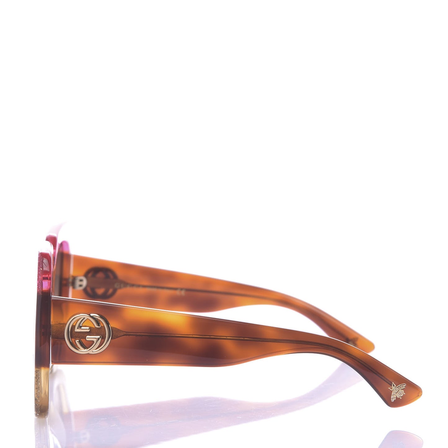 Acetate Square Frame Sunglasses GG0083S Glitter Pink Multi