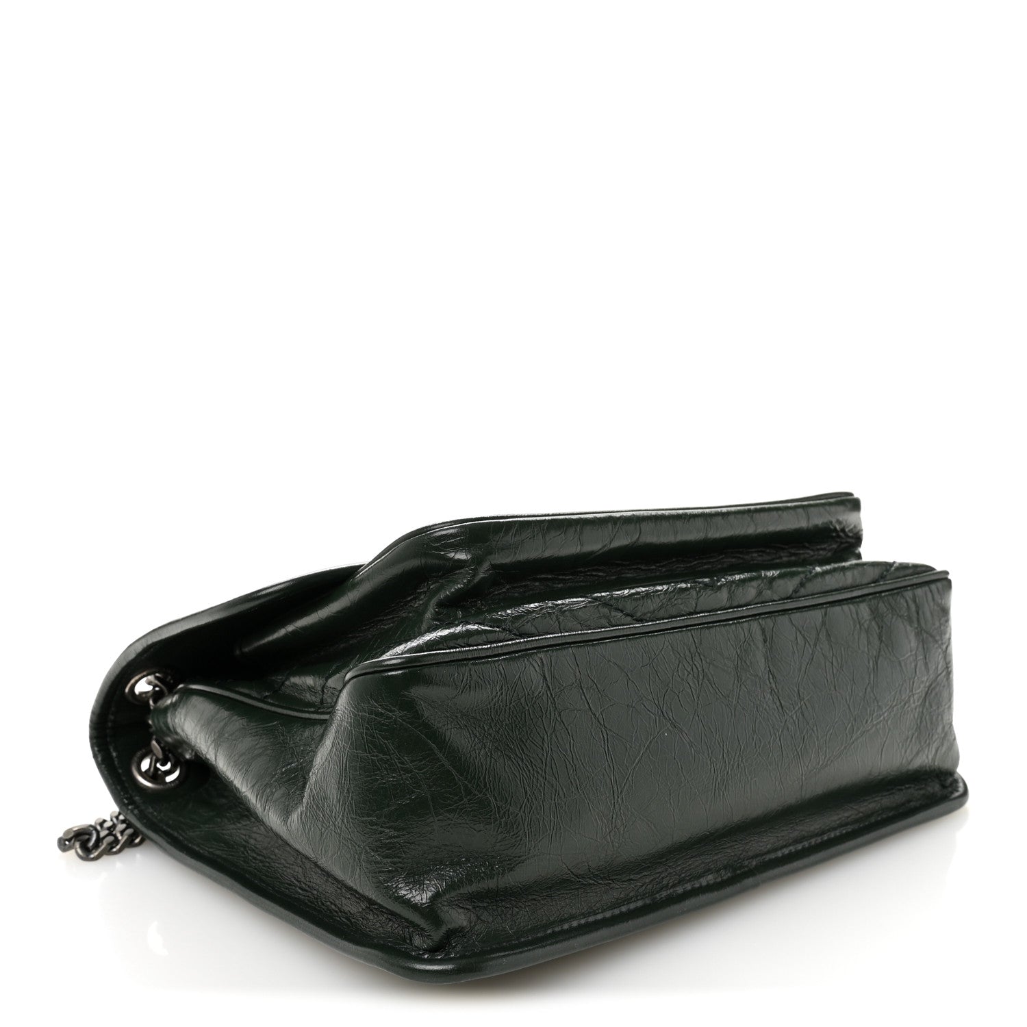 Saint Laurent Crinkled Calfskin Matelasse Monogram Medium Niki Chain Satchel Vert Fonce 4 of 10