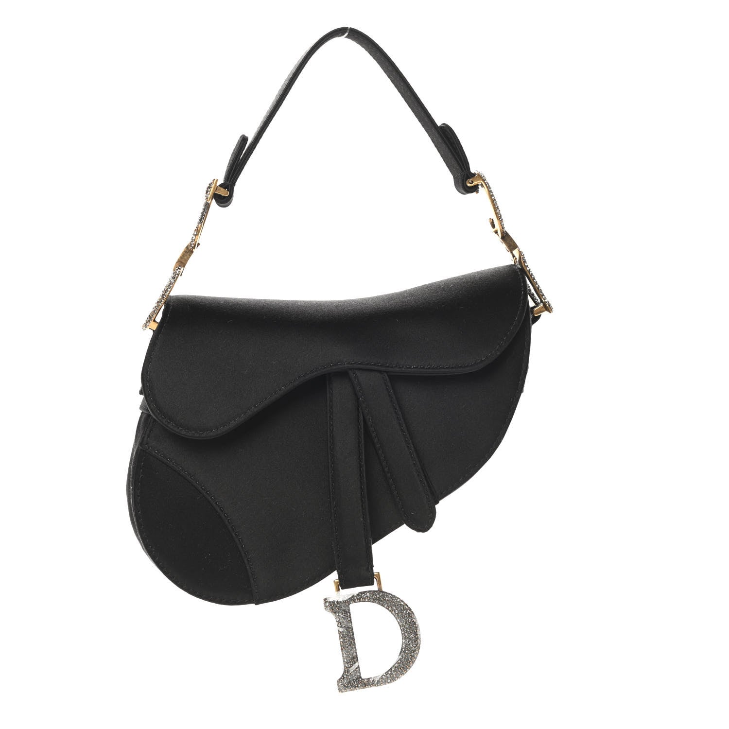 Christian Dior Satin Crystal Mini Saddle Bag Black 1 of 10