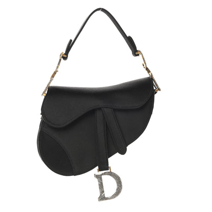 Christian Dior Satin Crystal Mini Saddle Bag Black 1 of 10