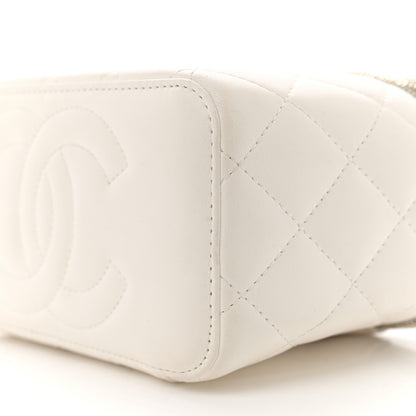 Chanel Lambskin Quilted Enamel CC Pearl Crush Small Vanity Case With Chain White 10 of 11