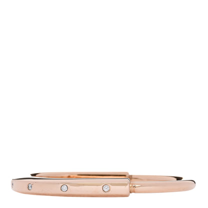 Tiffany 18K Rose Gold Diamond Tiffany Lock Bangle Bracelet 2 of 3