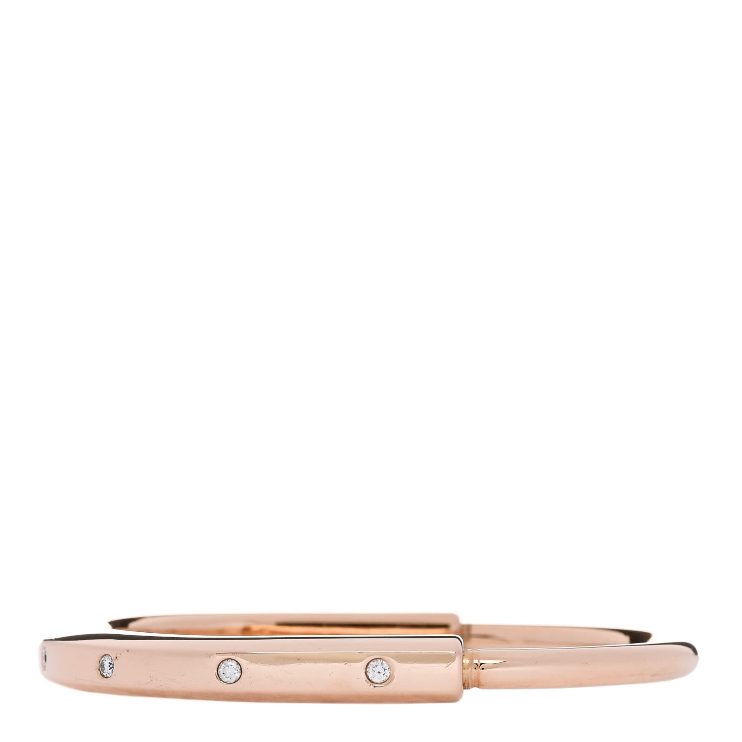 Tiffany 18K Rose Gold Diamond Tiffany Lock Bangle Bracelet 2 of 3