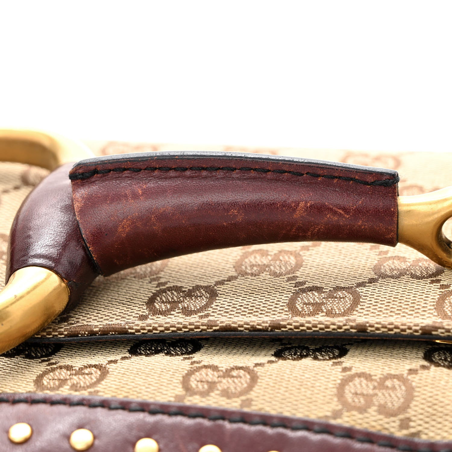 Gucci Monogram Studded Horsebit Clutch Bordeaux 14 of 17