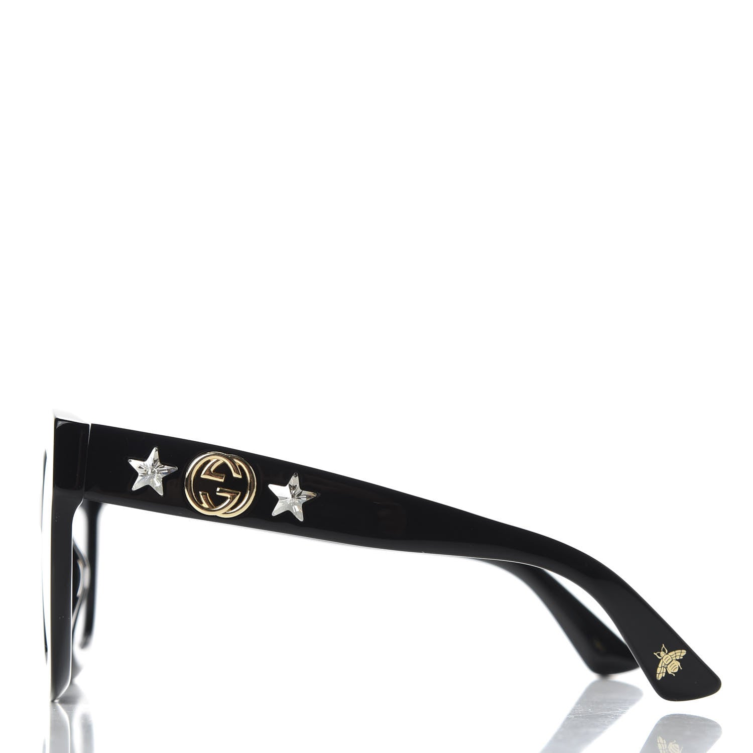Gucci Acetate Crystal Star Round Frame Sunglasses GG0208S Black 3 of 8