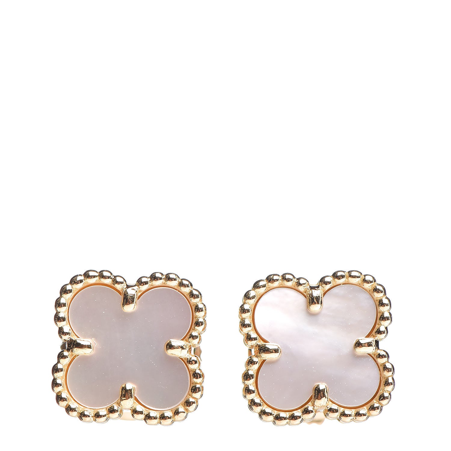 Van Cleef & Arpels 18K Yellow Gold Mother of Pearl Sweet Alhambra Earrings 1 of 5