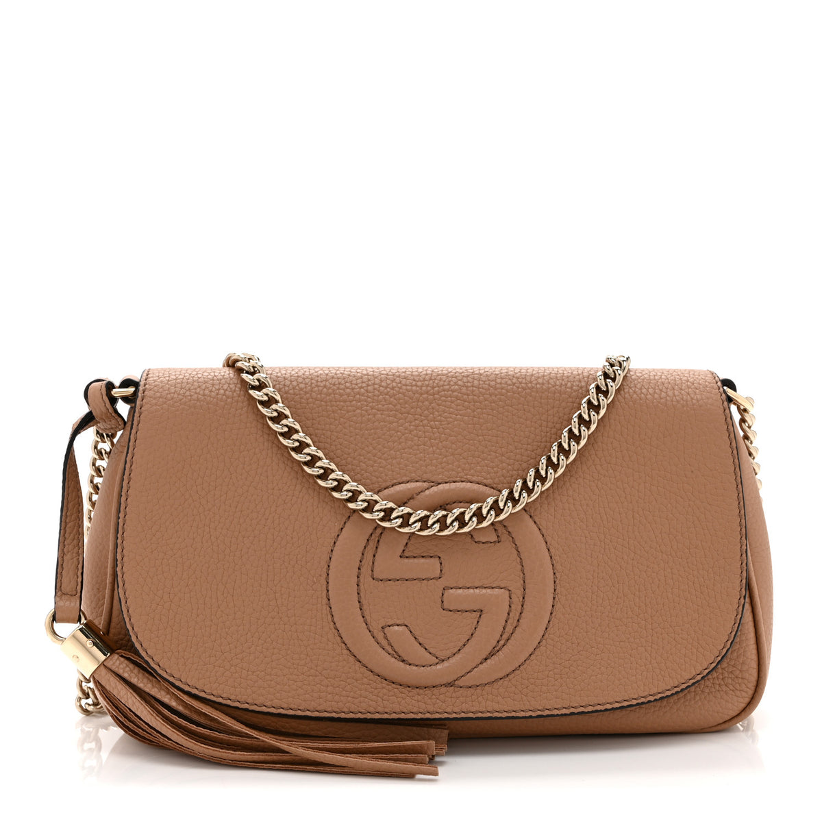 Gucci Pebbled Calfskin Medium Soho Flap Crossbody Camelia 1 of 11