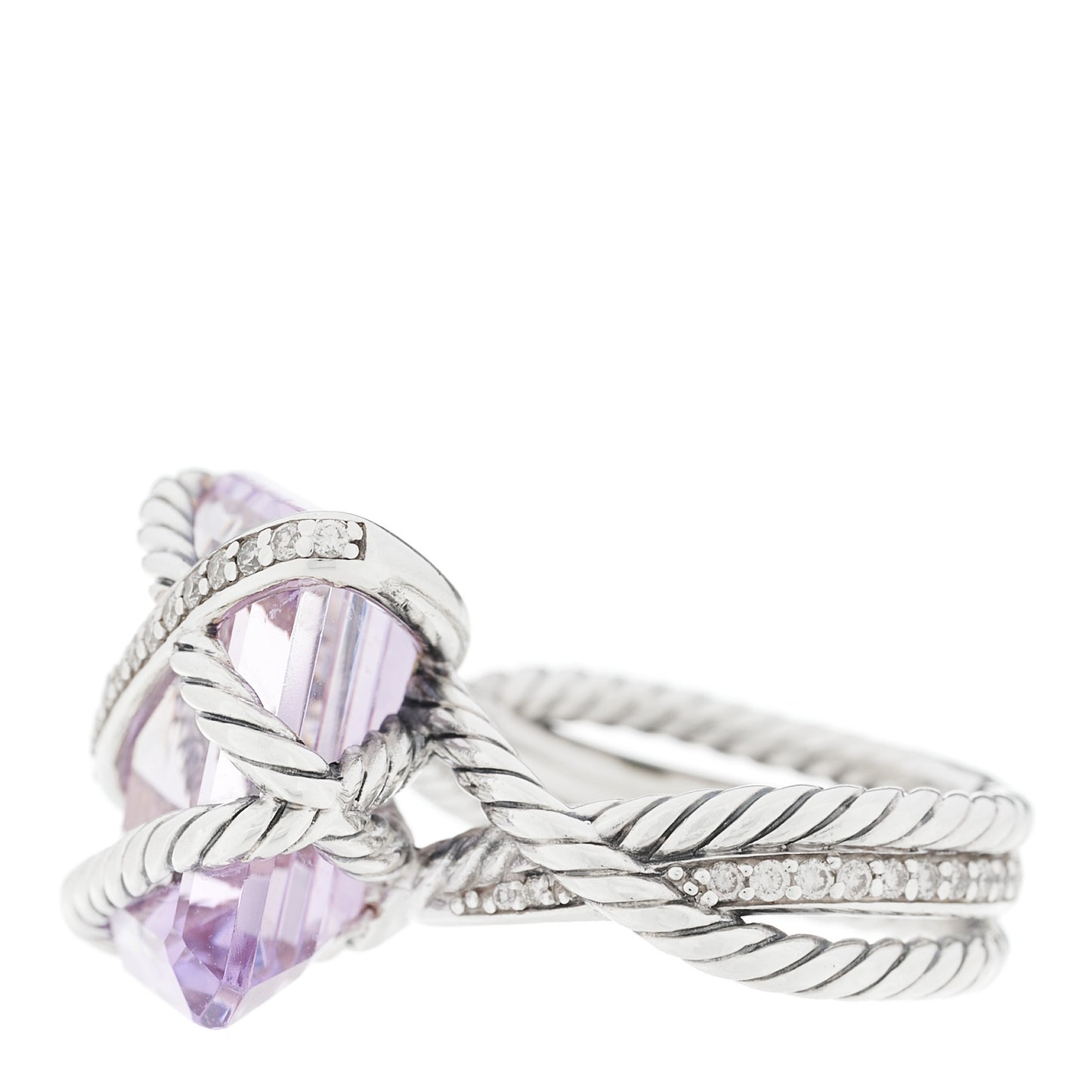 Sterling Silver Diamond Amethyst 16mm Cable Wrap Ring 53 6.5