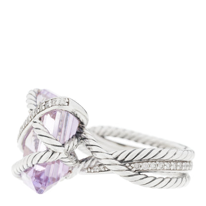 David Yurman Sterling Silver Diamond Amethyst 16mm Cable Wrap Ring 53 6.5 5 of 5