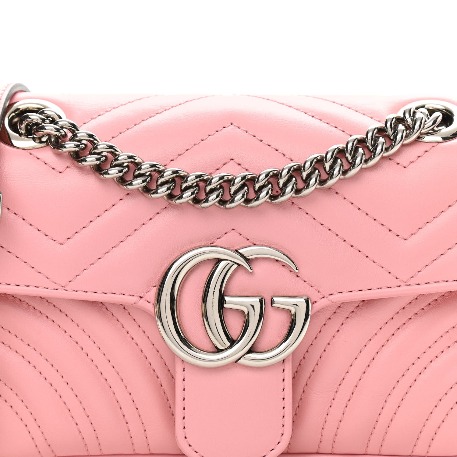 Gucci Calfskin Matelasse Mini GG Marmont Shoulder Bag Wild Rose 8 of 11