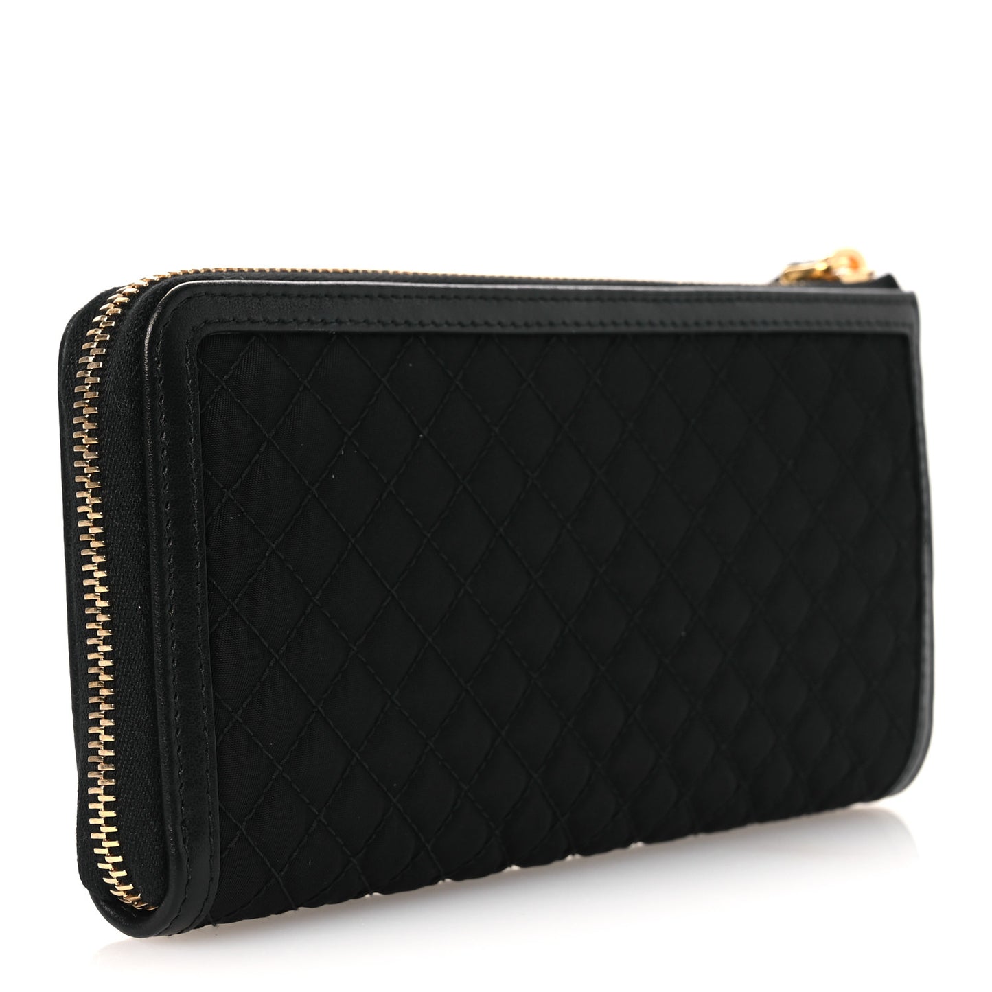 Tessuto Nylon Quilted Zip Around Wallet Black