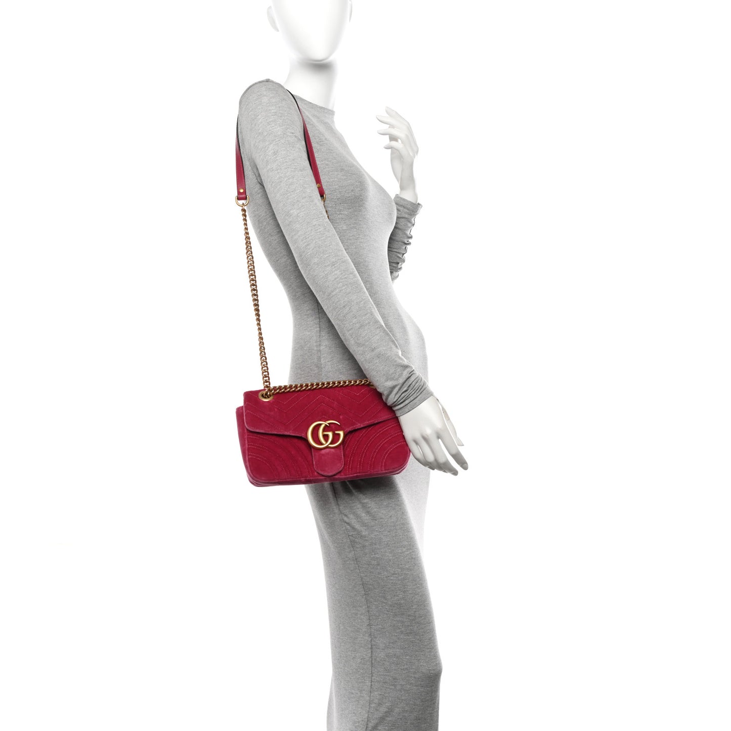 Velvet Matelasse Small GG Marmont Shoulder Bag Light Raspberry Rose