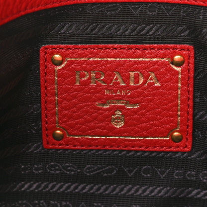Prada Vitello Daino Embossed Logo Shopping Tote Red 5 of 14