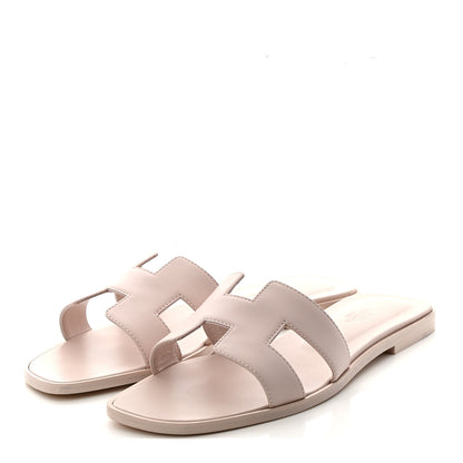 Hermes Box Calfskin Oran Sandals 41 Rose Pale 3 of 9