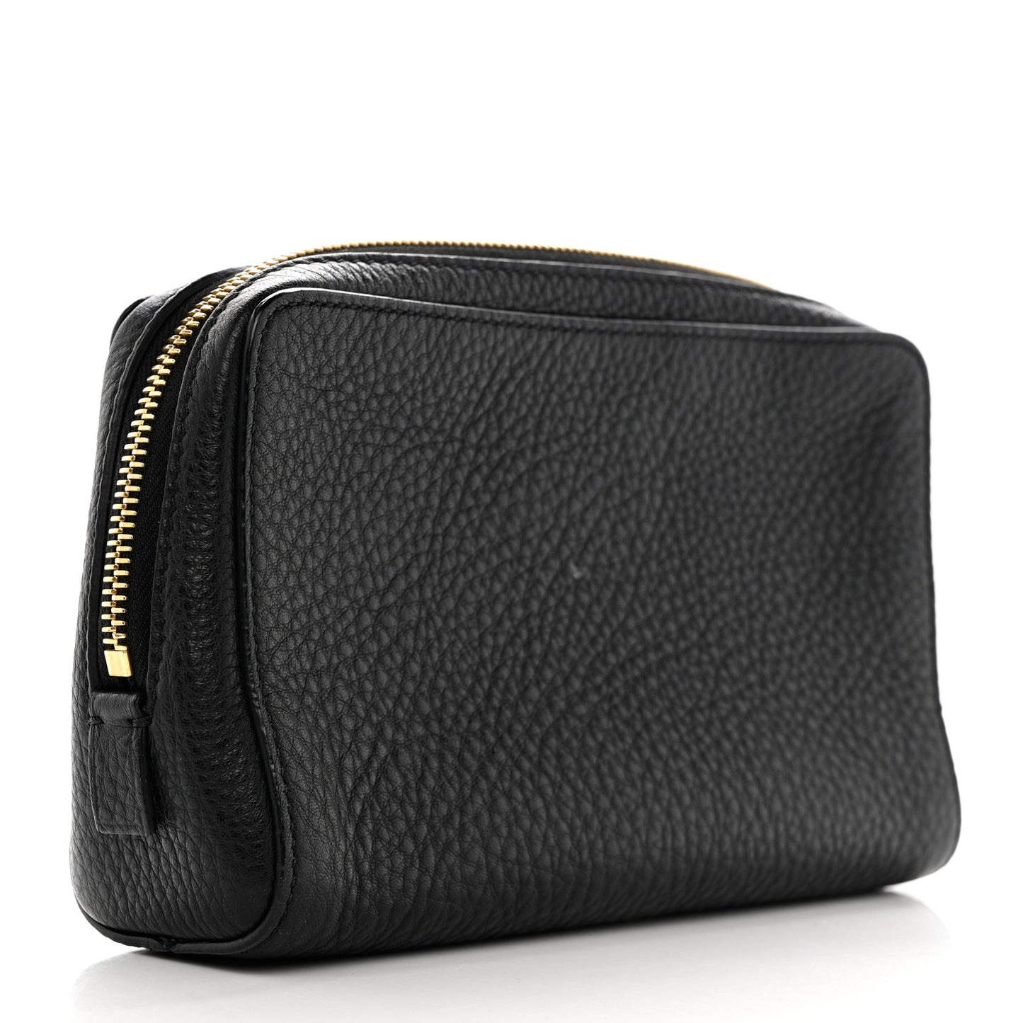 Grained Calfskin Cosmetic Pouch Black