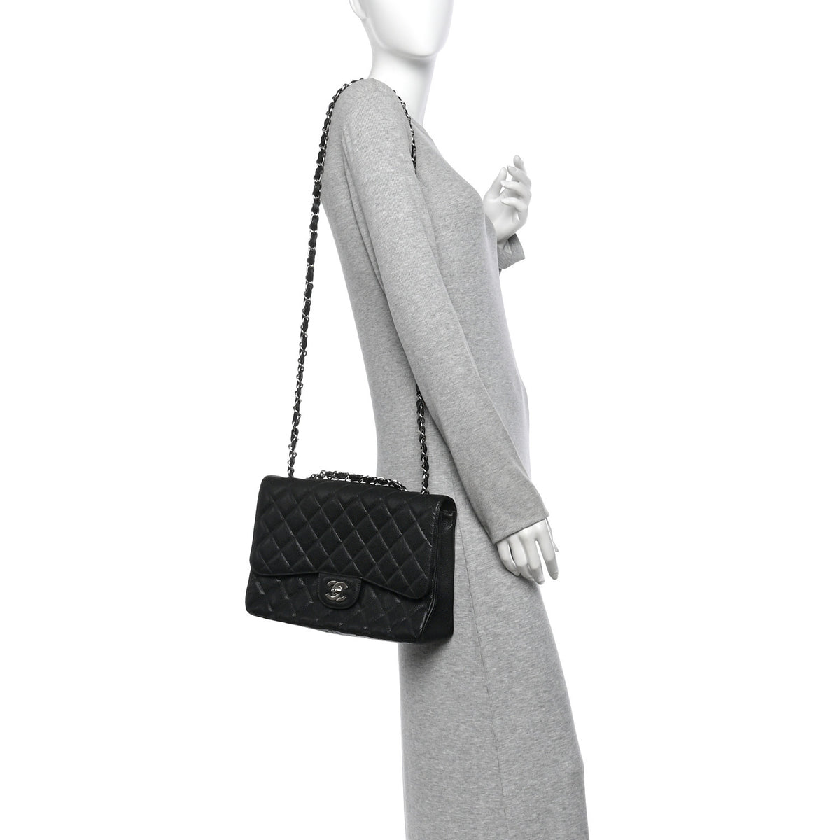 Caviar Quilted Jumbo Single Flap Black
