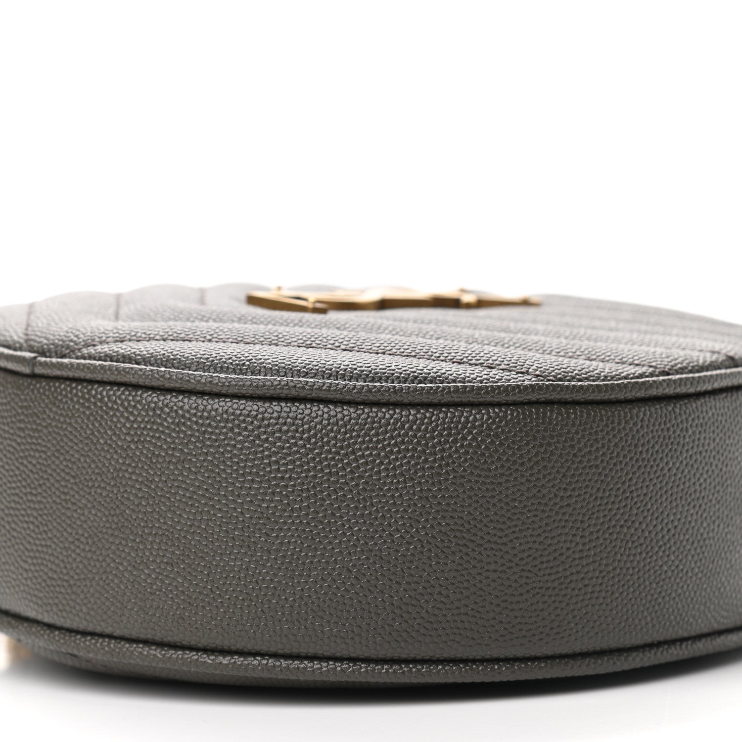 Saint Laurent Grain De Poudre Matelasse Chevron Quilted Round Vinyle Camera Bag Pebble 7 of 7