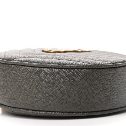Saint Laurent Grain De Poudre Matelasse Chevron Quilted Round Vinyle Camera Bag Pebble 7 of 7
