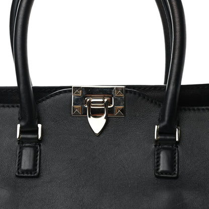 Valentino Garavani Vitello Rockstud Double Handle Tote Black 9 of 9