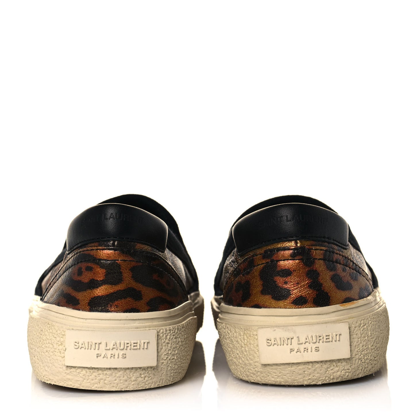 Metallic Calfskin Leopard Skate Slip On Sneakers 37 Black