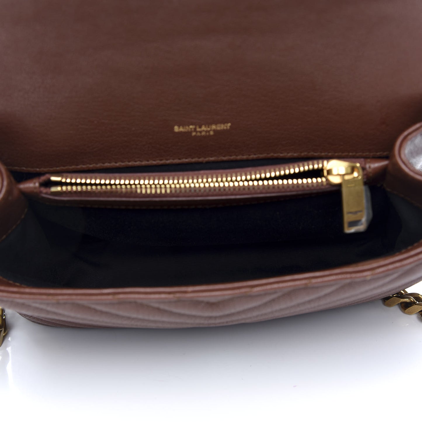 Calfskin Matelasse Chevron Monogram Medium College Bag Brandy Old