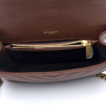 Saint Laurent Calfskin Matelasse Chevron Monogram Medium College Bag Brandy Old 5 of 9