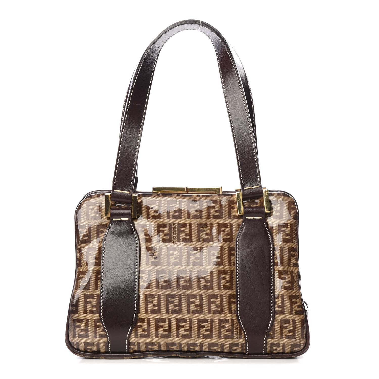 Fendi Vinyl Zucchino Small Shoulder Bag Tobacco 1 of 10