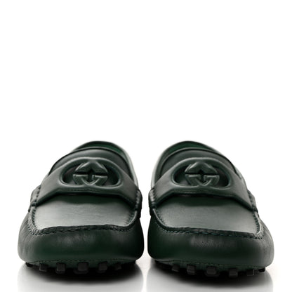 Gucci Soft Clove Calfskin Mens Interlocking G Driver Loafers 12 Vintage Green 2 of 10