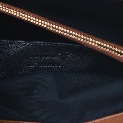 Saint Laurent Sheepskin Matelasse Chevron Monogram Large College Satchel Cognac 7 of 14