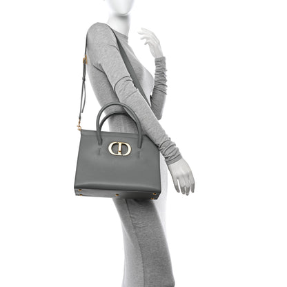 Christian Dior Grained Calfskin Large St. Honore Tote Grey Stone 2 of 13