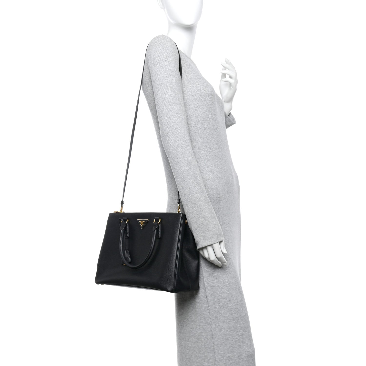 Prada Saffiano Medium Galleria Double Zip Tote Black 2 of 9