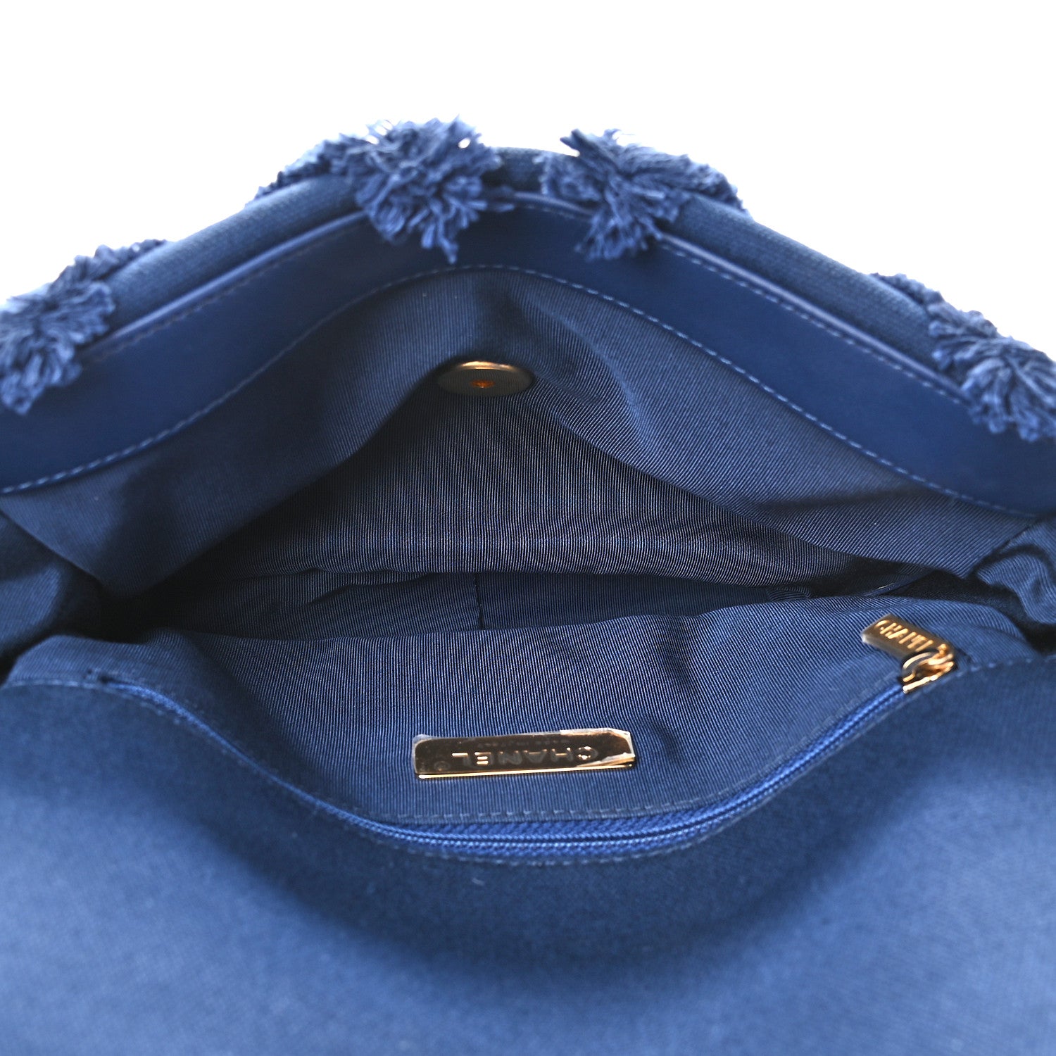 Chanel Cotton Canvas Quilted Medium Chanel 19 Flap Navy Blue 5 of 9