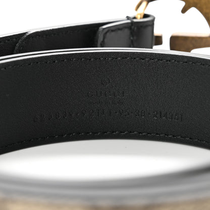 Gucci GG Supreme Monogram Matte Plutone Calfskin Double G 30mm Belt 95 38 Beige Ebony Black 3 of 6
