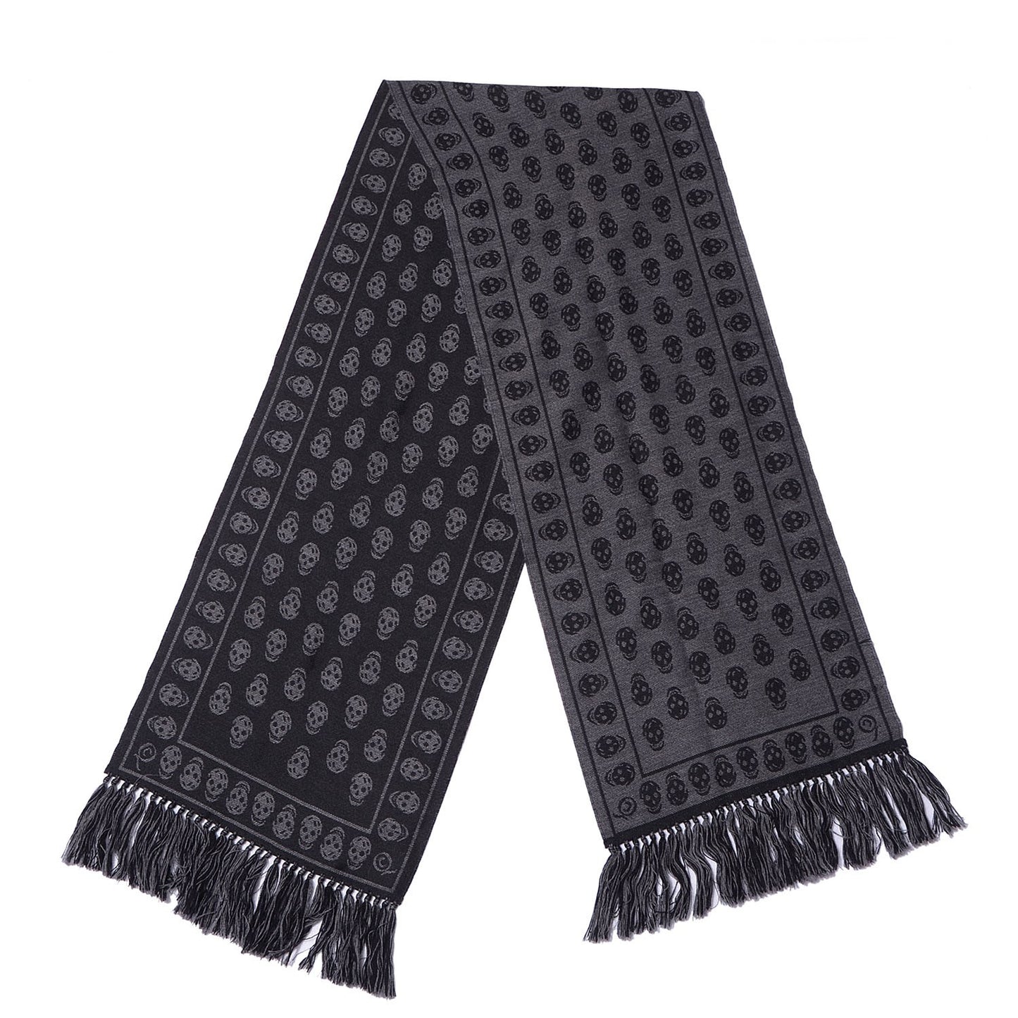 Wool Silk Large Skull Scarf Grey