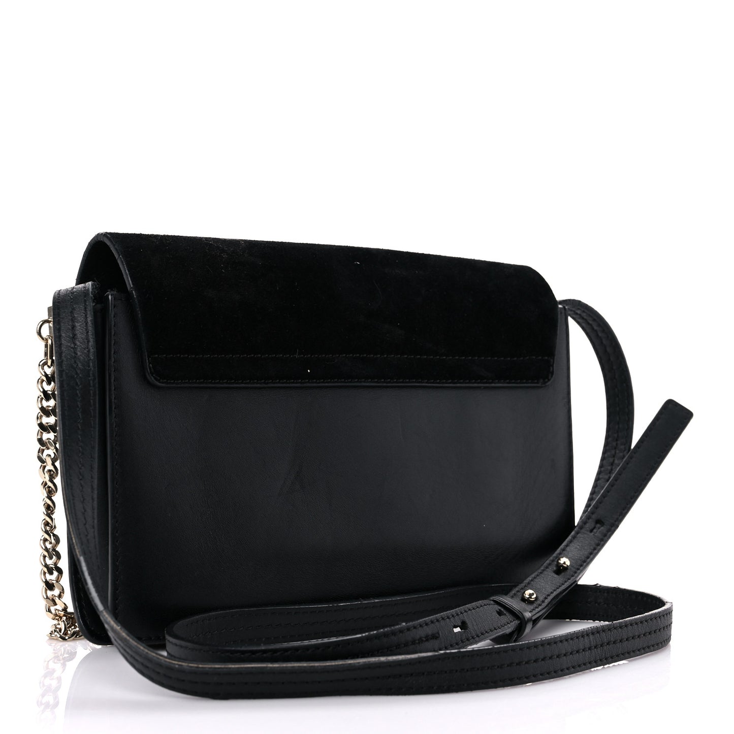 Suede Calfskin Small Faye Shoulder Bag Black