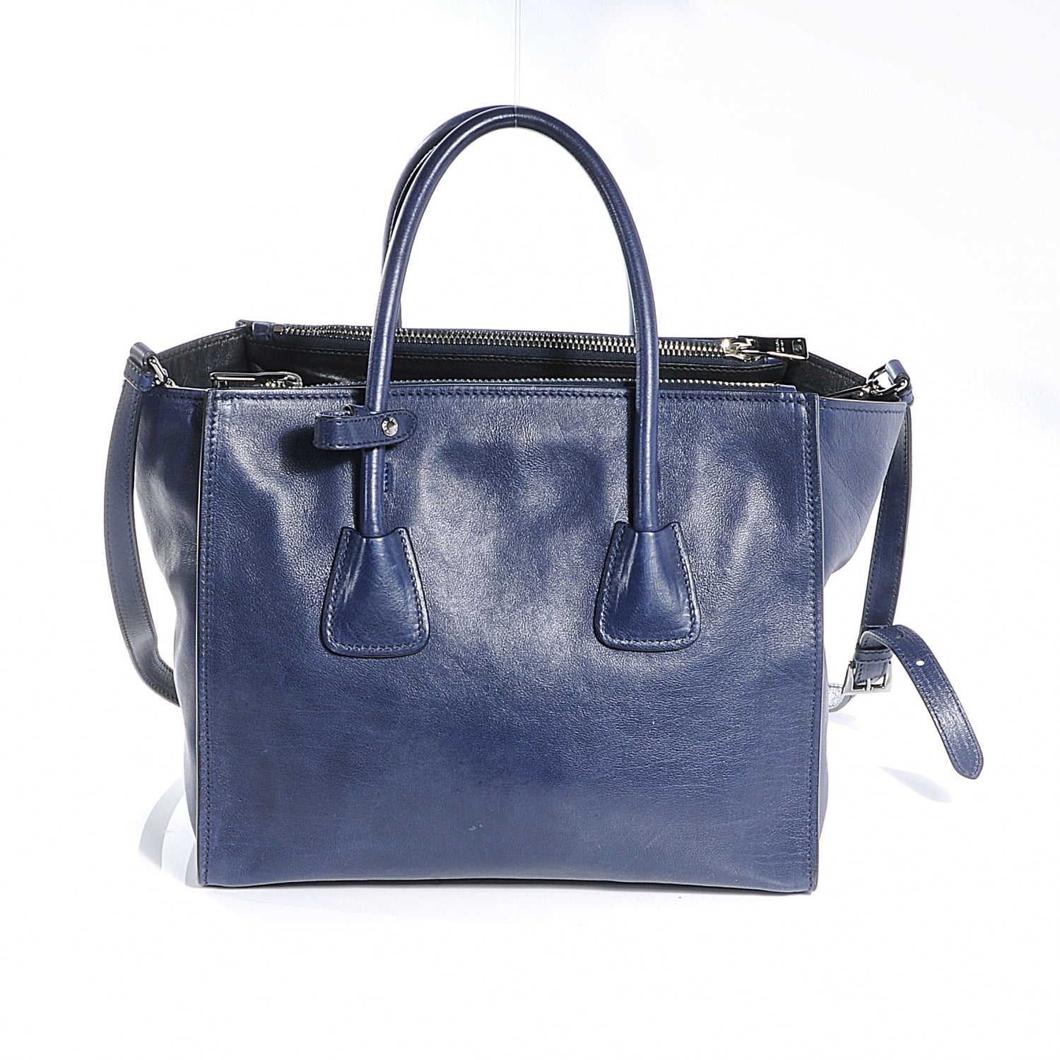 Prada Glace Calf Twin Pocket Tote Baltico 8 of 9