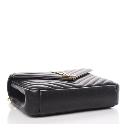 Saint Laurent Sheepskin Matelasse Chevron Monogram Medium College Bag Black 4 of 10