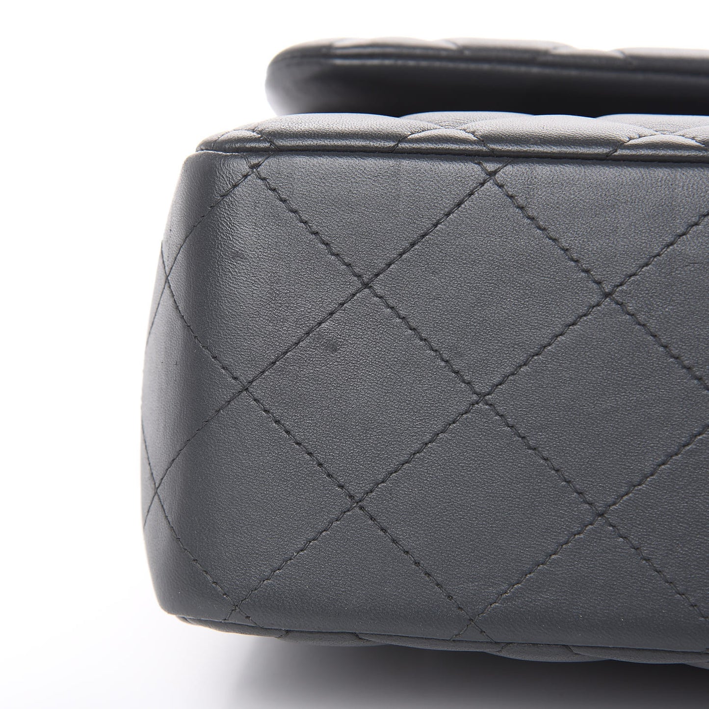 Lambskin Quilted Jumbo Double Flap Grey