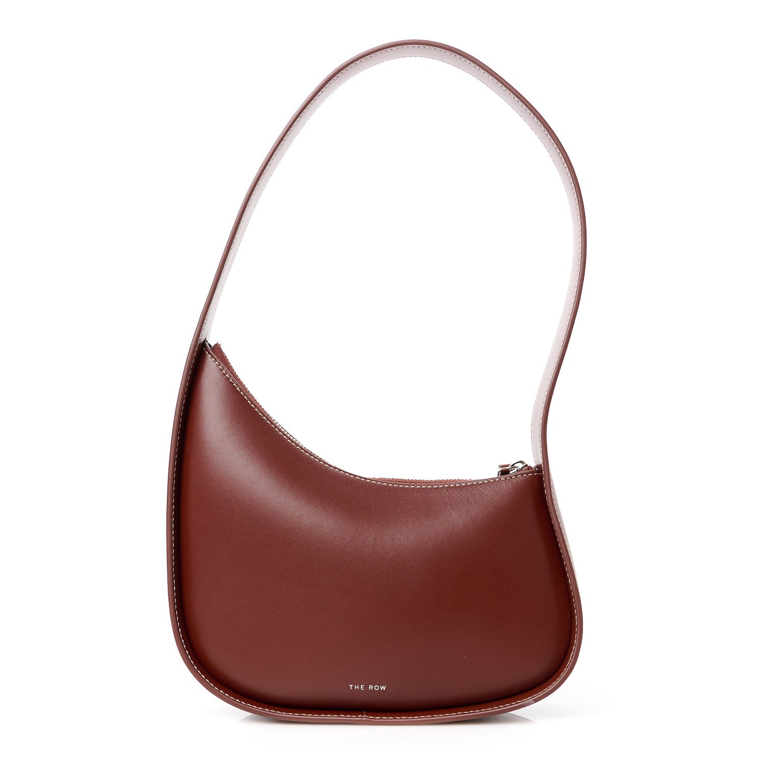 The Row Smooth Calfskin Half Moon Shoulder Bag Cherry Wood 1 of 10