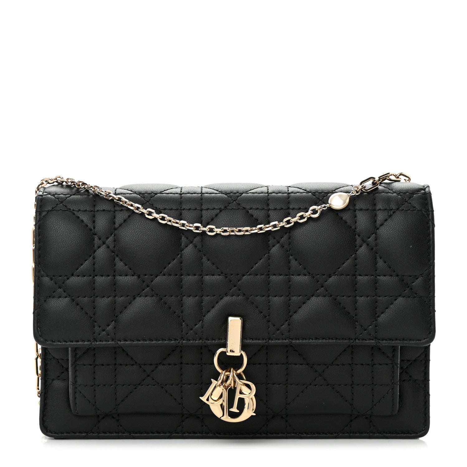 Christian Dior Lambskin Cannage Miss Dior Chain Pouch Black 1 of 14