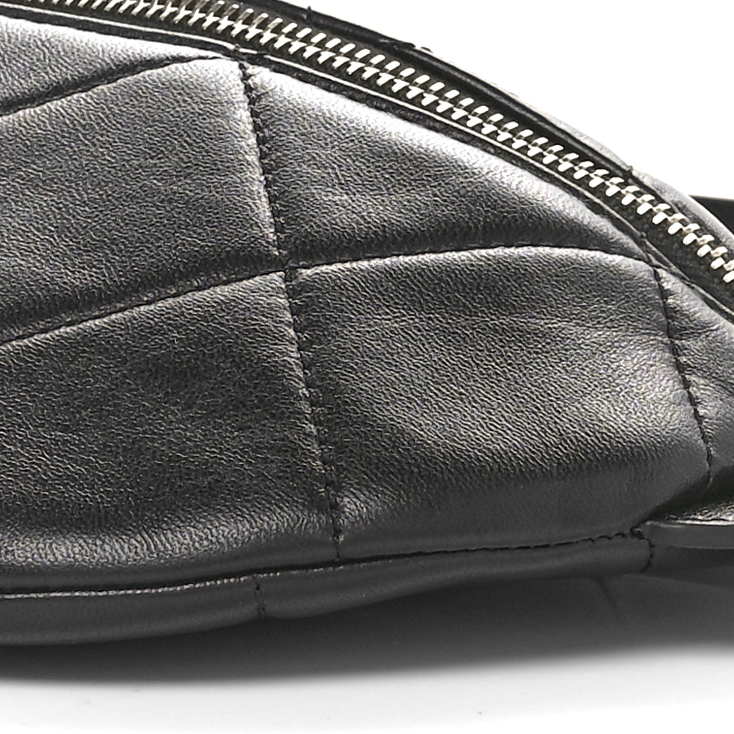 Lambskin Enamel Quilted Waist Bag Black
