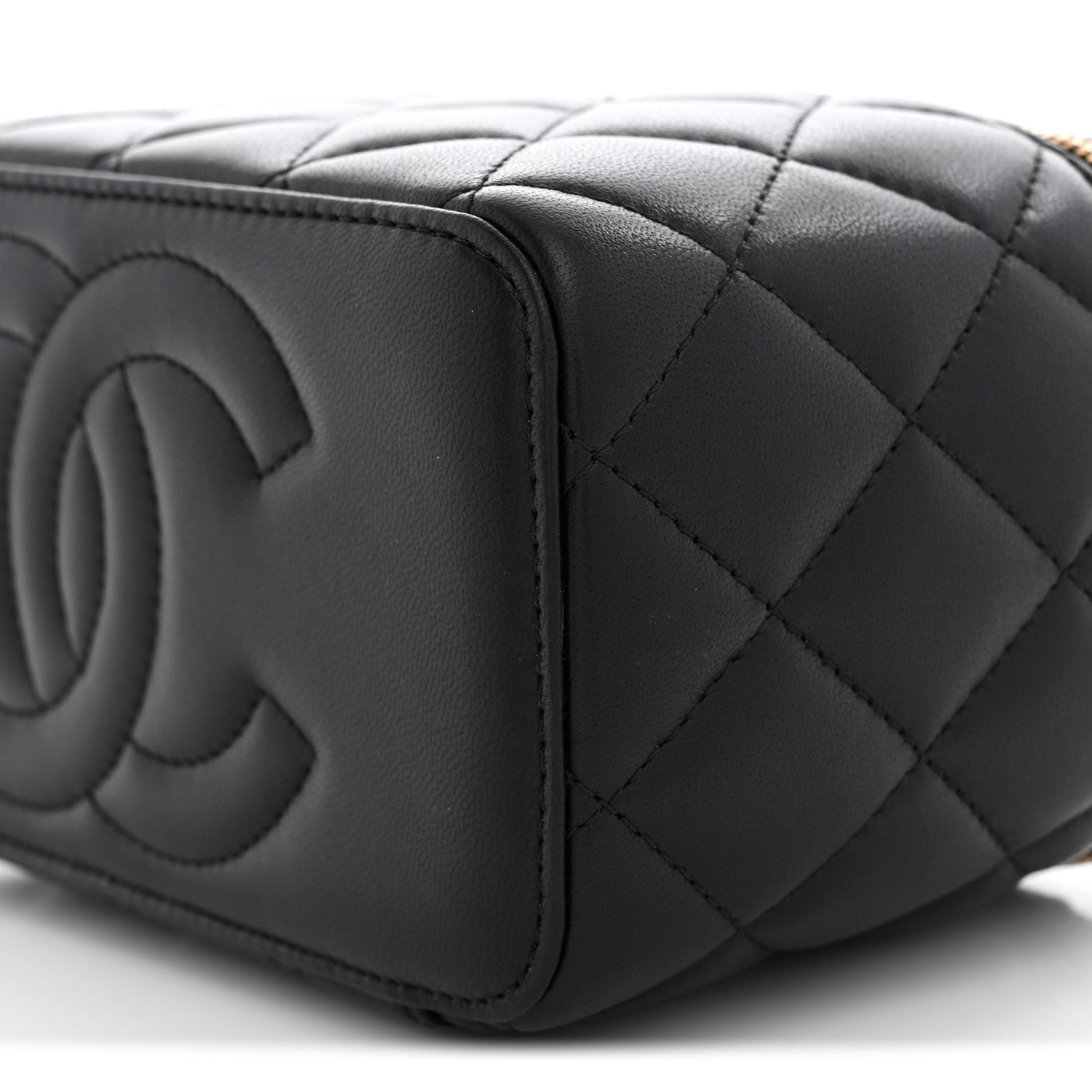 Chanel Lambskin Quilted Trendy Small Top Handle Vanity Case With Chain Black 9 of 10