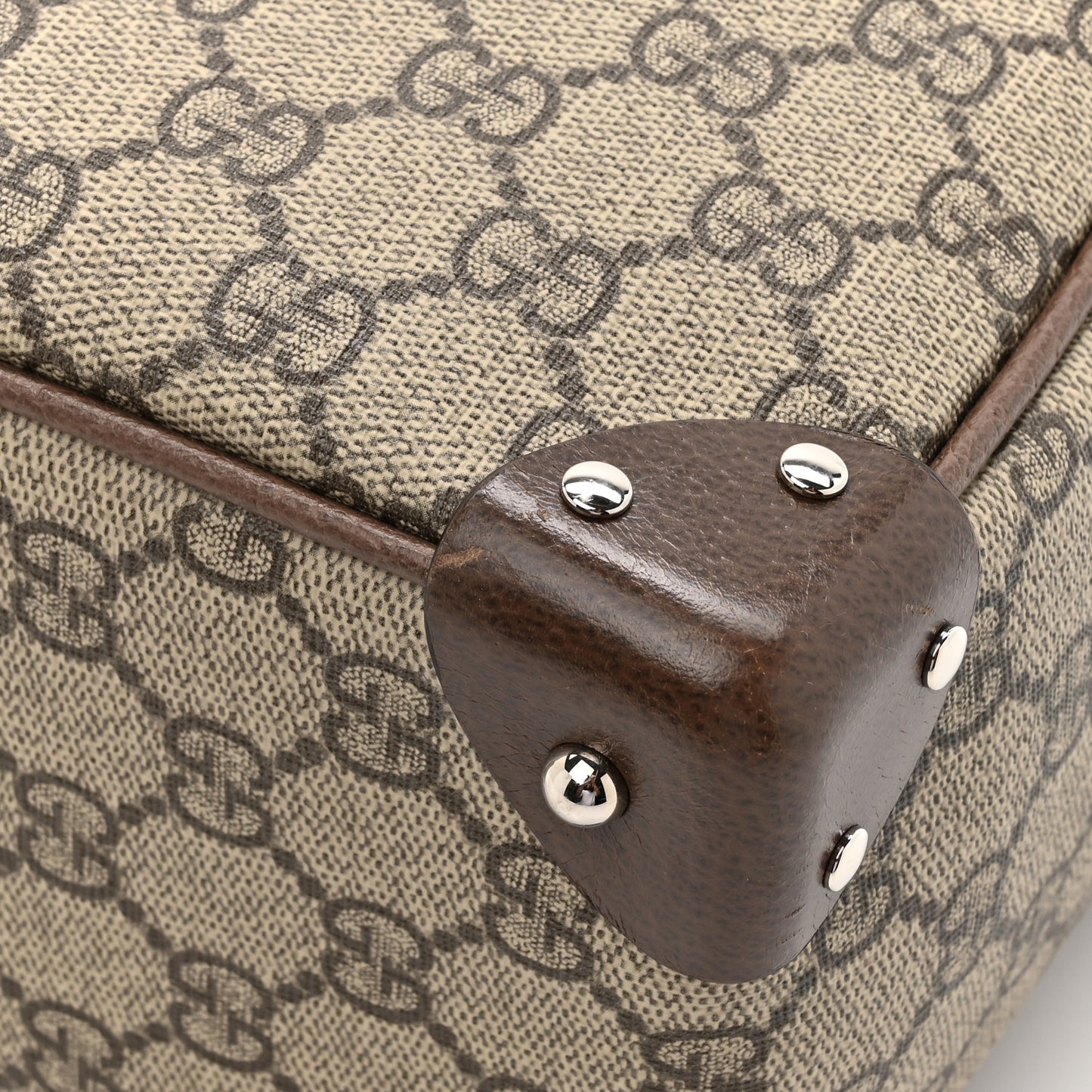 GG Supreme Monogram Textured Calfskin Square Messenger Bag Beige Ebony New Acero