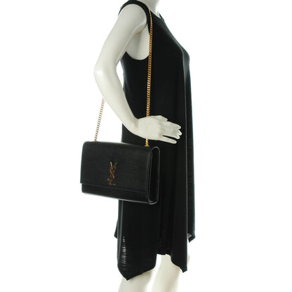 Saint Laurent Grain De Poudre Large Classic Monogram Kate Satchel Black 2 of 6