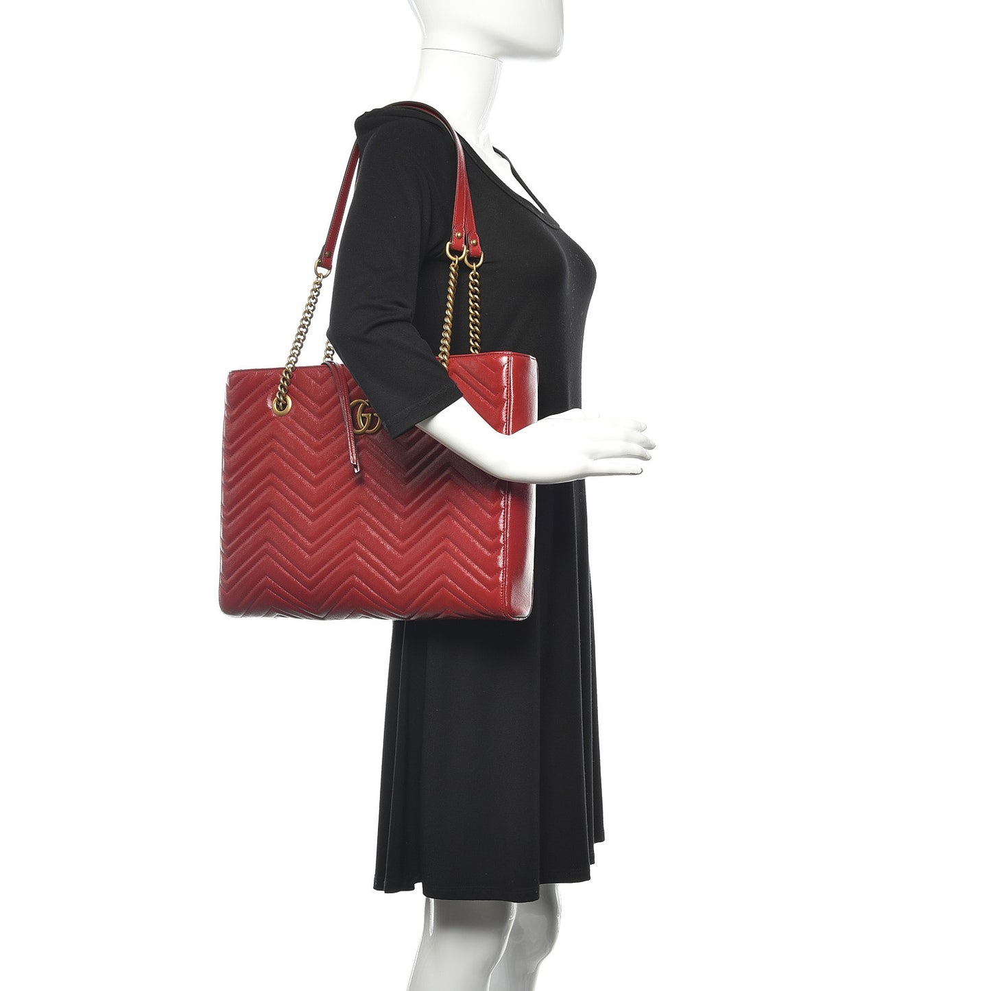 Azalea Calfskin Matelasse Medium GG Marmont Slim Tote Romantic Cerise