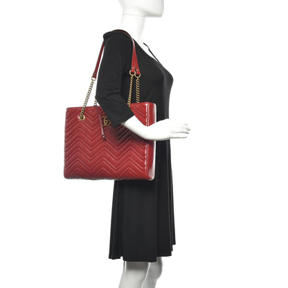 Gucci Azalea Calfskin Matelasse Medium GG Marmont Slim Tote Romantic Cerise 2 of 12