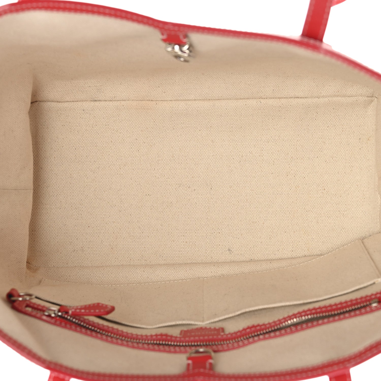 Moynat Calfskin Canvas M Tote MM Red 6 of 11