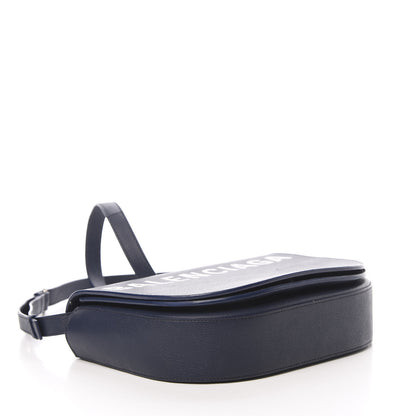 Balenciaga Grained Calfskin Logo Print S Ville Day Bag Bleu Canopee 4 of 16
